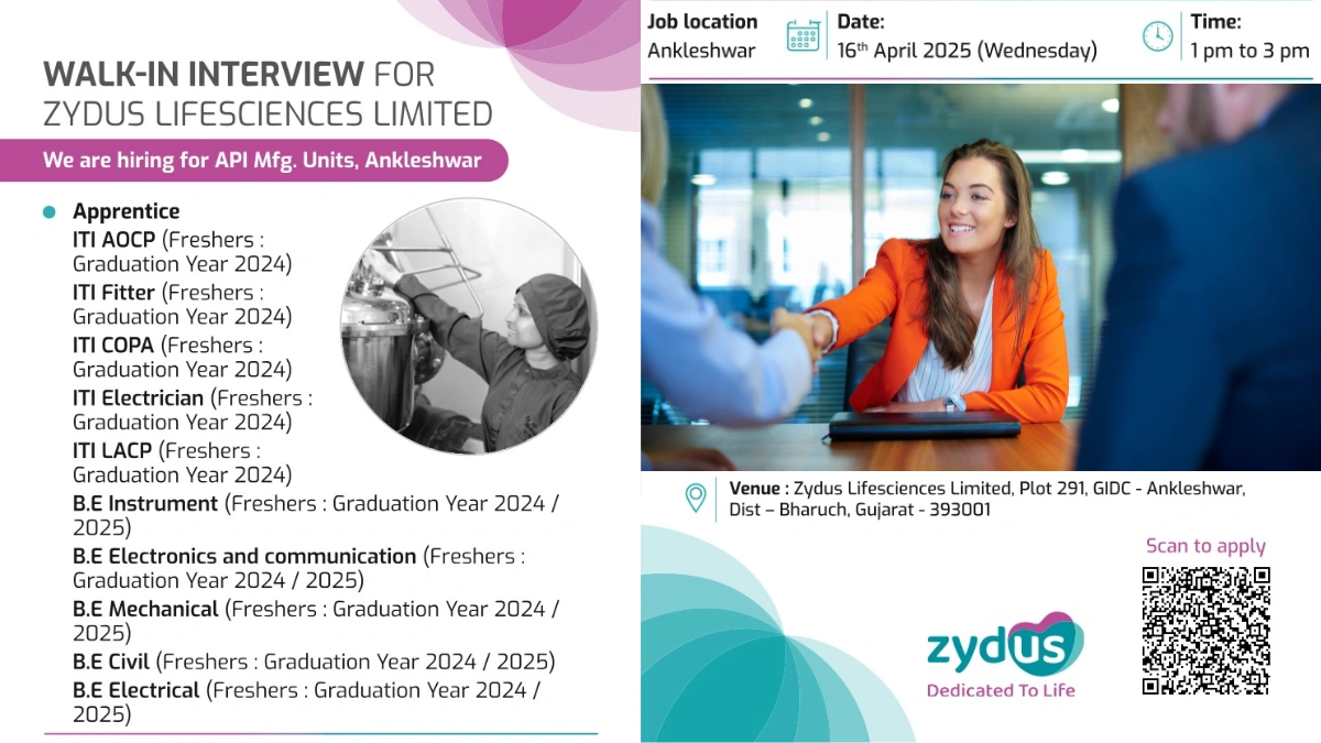 Zydus Lifesciences Limited Walk-In Interview for Freshers