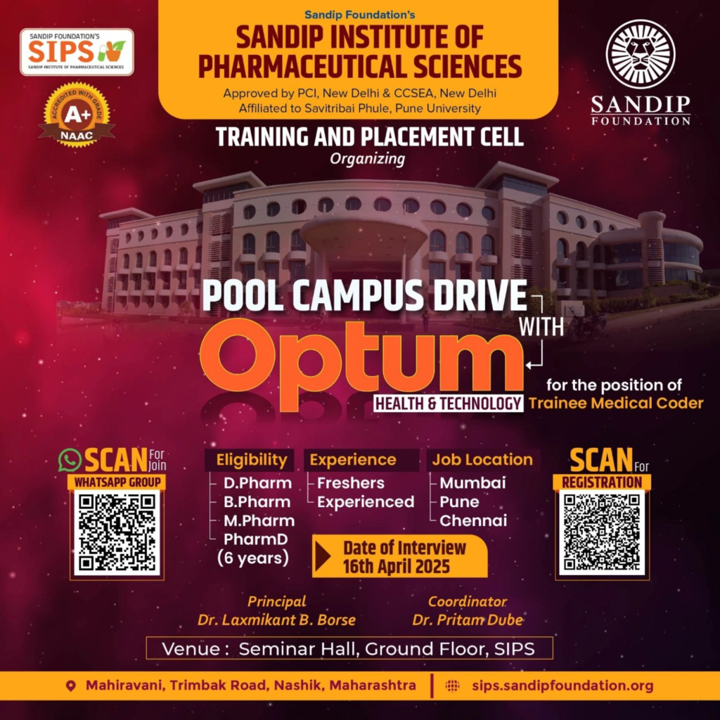 Pool Campus Drive with Optum at Sandip Institute of Pharmaceutical Sciences