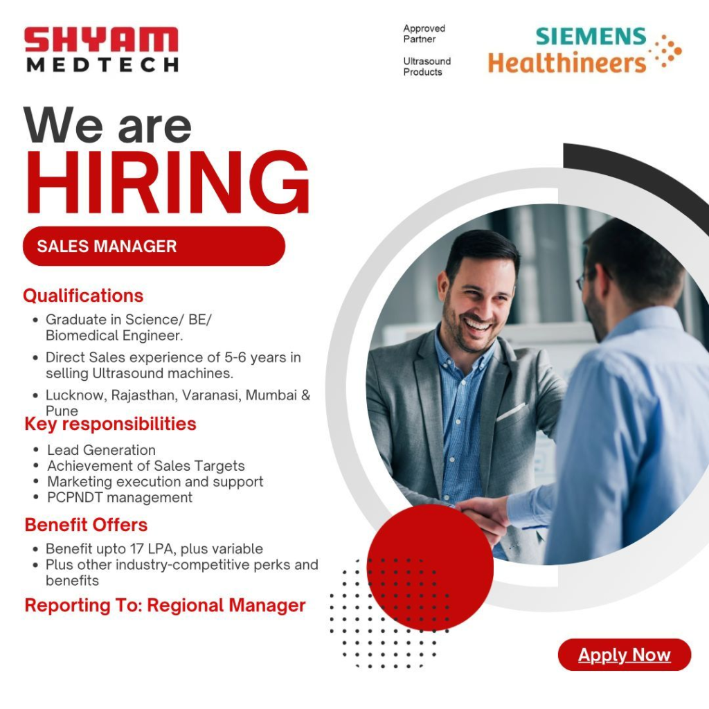 Shyam MedTech Hiring a Sales Manager – Ultrasound Products