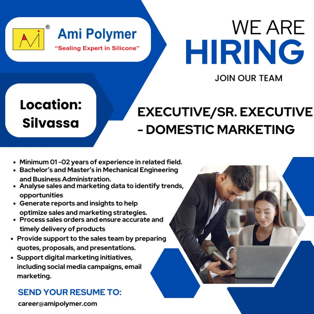 Ami Polymer - Hiring Executive/Sr. Executive for Domestic Marketing in Silvassa