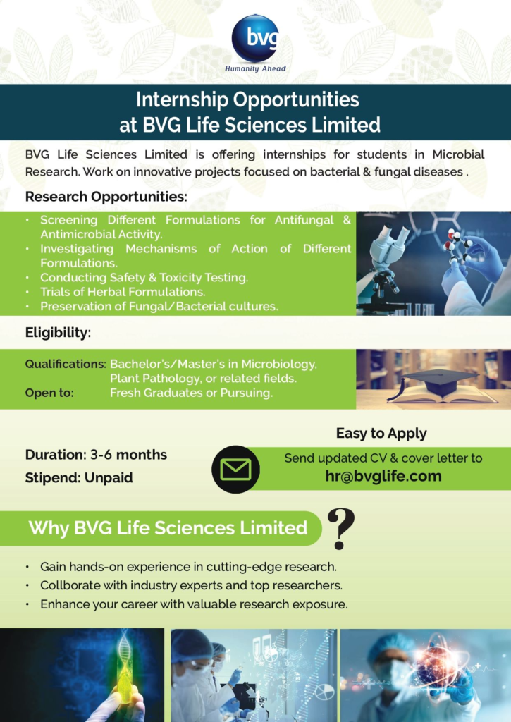 BVG Life Sciences Limited - Internship Opportunities for Microbial Research