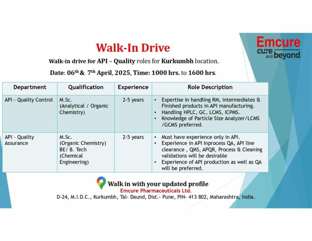 Emcure Pharmaceuticals Ltd. - Walk-In Drive