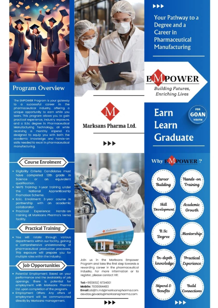 Marksans Pharma EMPOWER Program - Your Pathway to a Career in Pharmaceutical Manufacturing