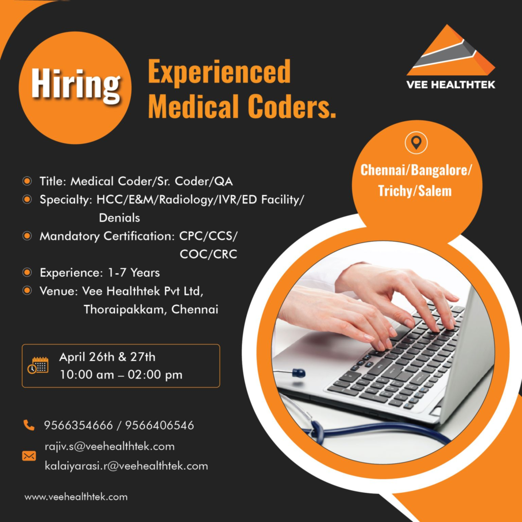 Vee Healthtek - Walk-In Interviews for Experienced Medical Coders in Multiple Locations