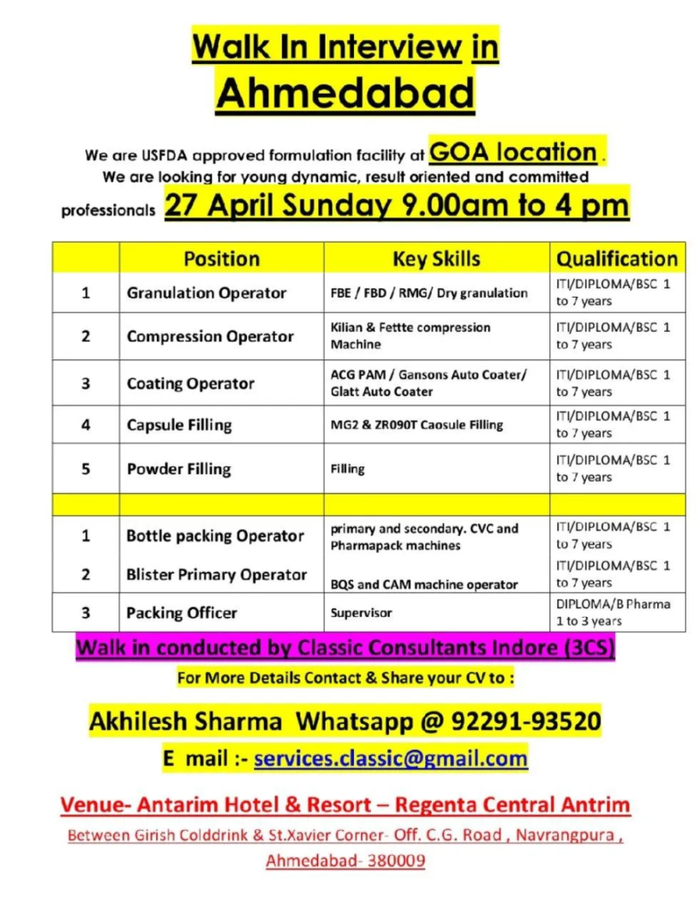 Lupin Limited – Walk-In Interviews in Ahmedabad for Goa Facility on April 27, 2025!