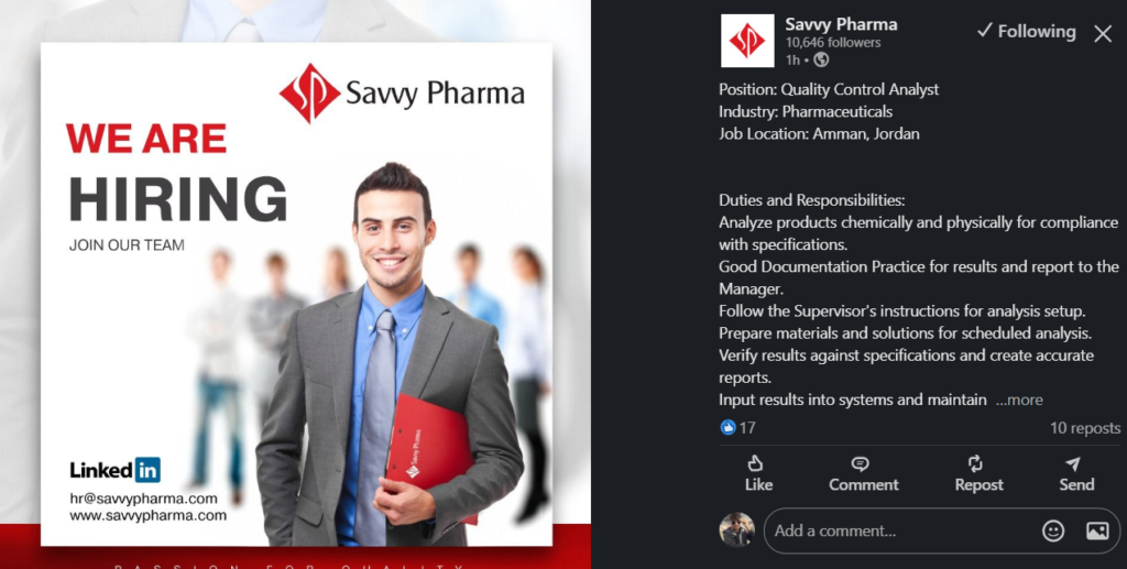 Savvy Pharma - Job Openings for Quality Control Analyst