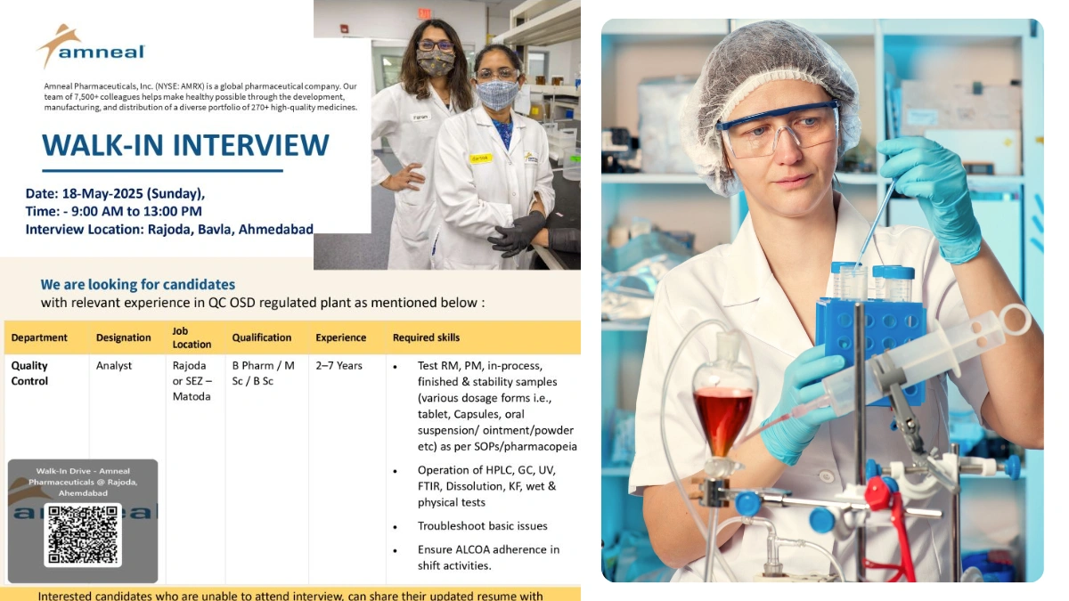 Amneal Pharmaceuticals Walk-In Interview for Quality Control Analyst