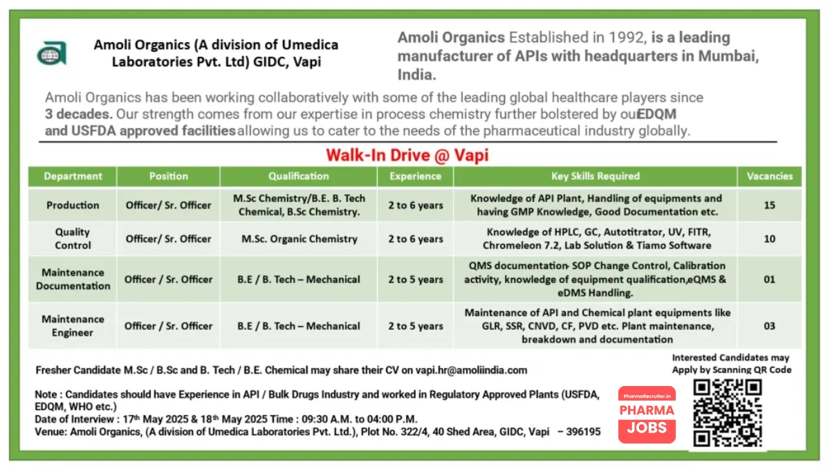Amoli Organics Walk-In Drive for Production, QC & Maintenance