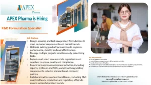Apex Pharma is Hiring for R&D Formulation Specialist