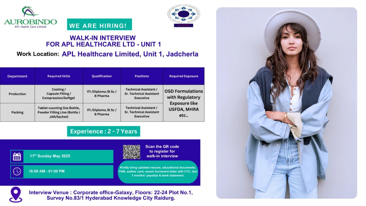 Aurobindo APL Health Care Ltd. Walk-In Interview for Production & Packing Roles