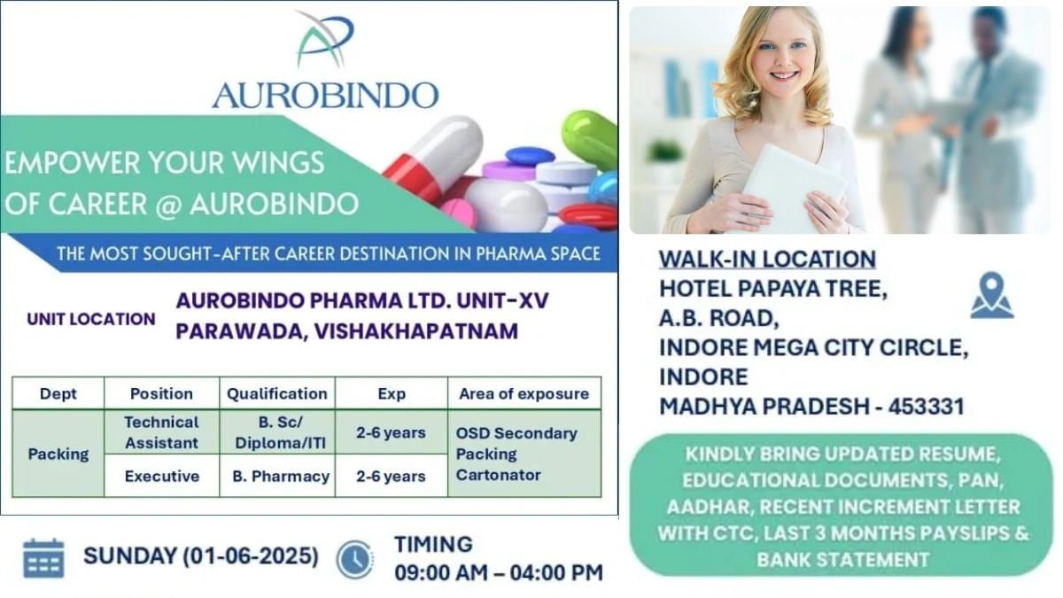 Aurobindo Pharma Walk-In Interview for Packing Department Roles