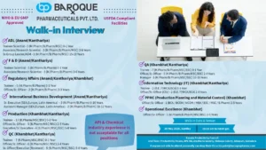 Baroque Pharmaceuticals Walk-in Interviews for Multiple Positions