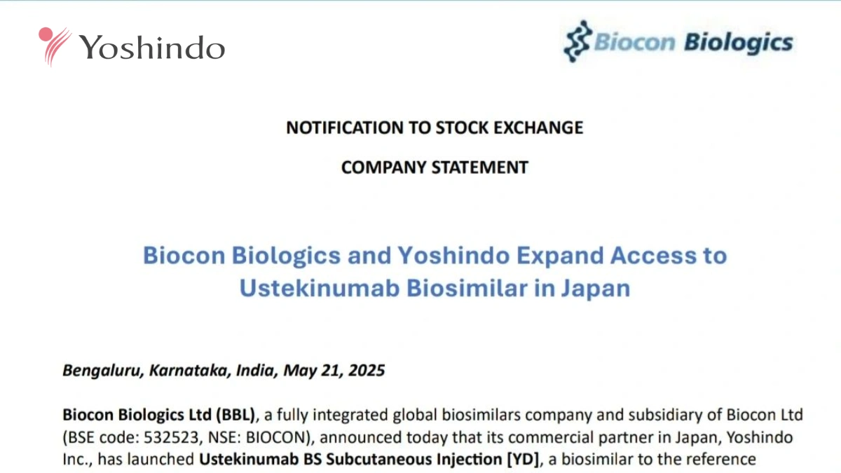 Biocon Biologics and Yoshindo Expand Access to Ustekinumab Biosimilar in Japan