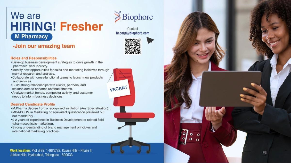 Biophore Hiring M.Pharm Freshers for Business Development