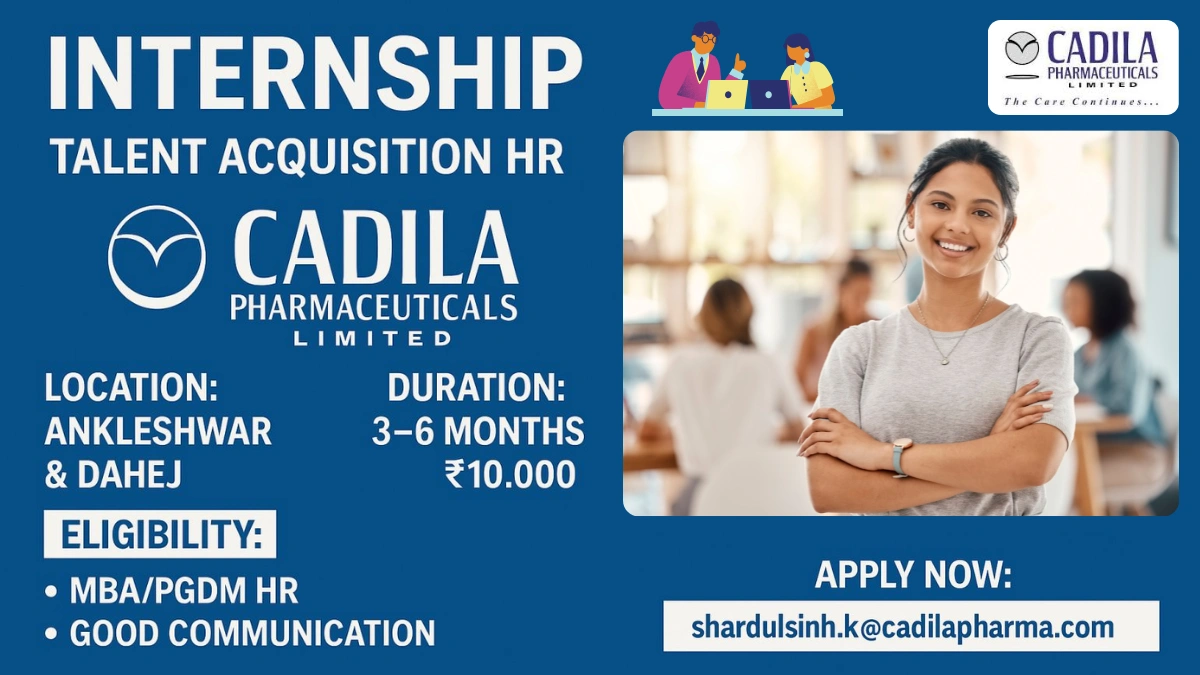 Cadila Pharmaceuticals Hiring for HR Talent Acquisition Internship