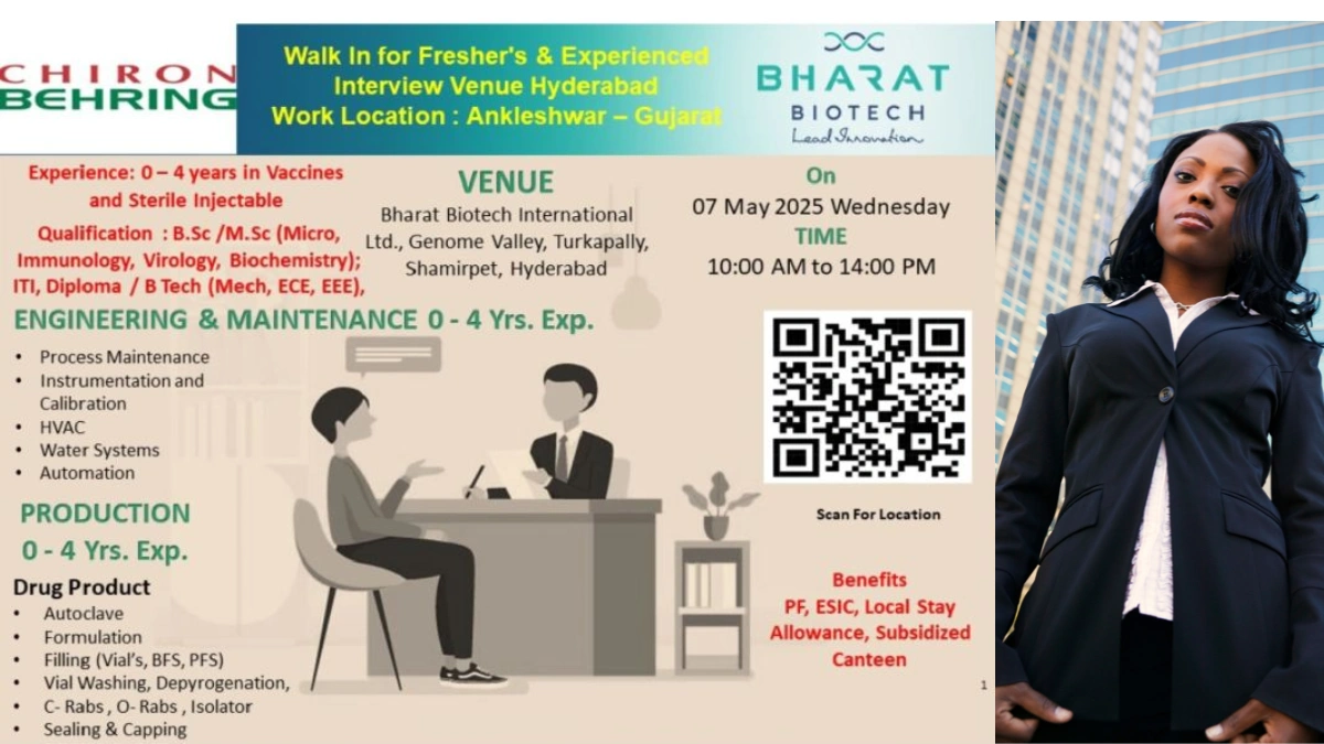 Chiron Behring Walk-In Interview in Hyderabad for Freshers & Experienced – Join Bharat Biotech’s Innovation Team