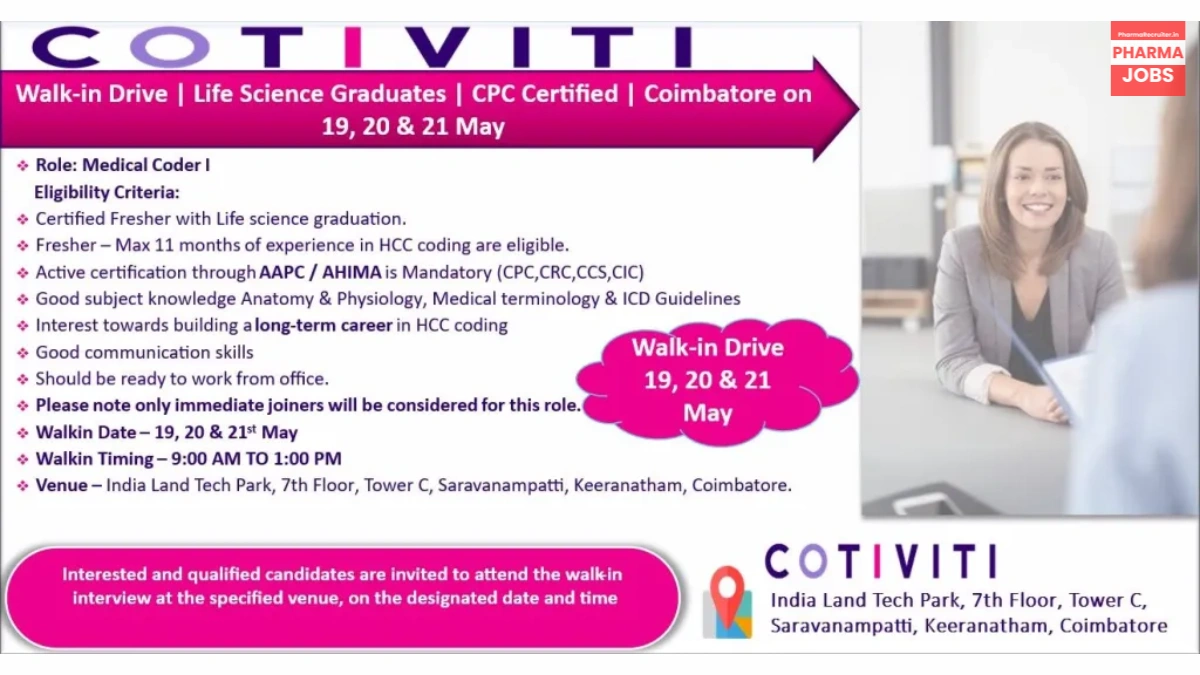 Cotiviti India Walk-In Drive for Medical Coder I (HCC Coding)