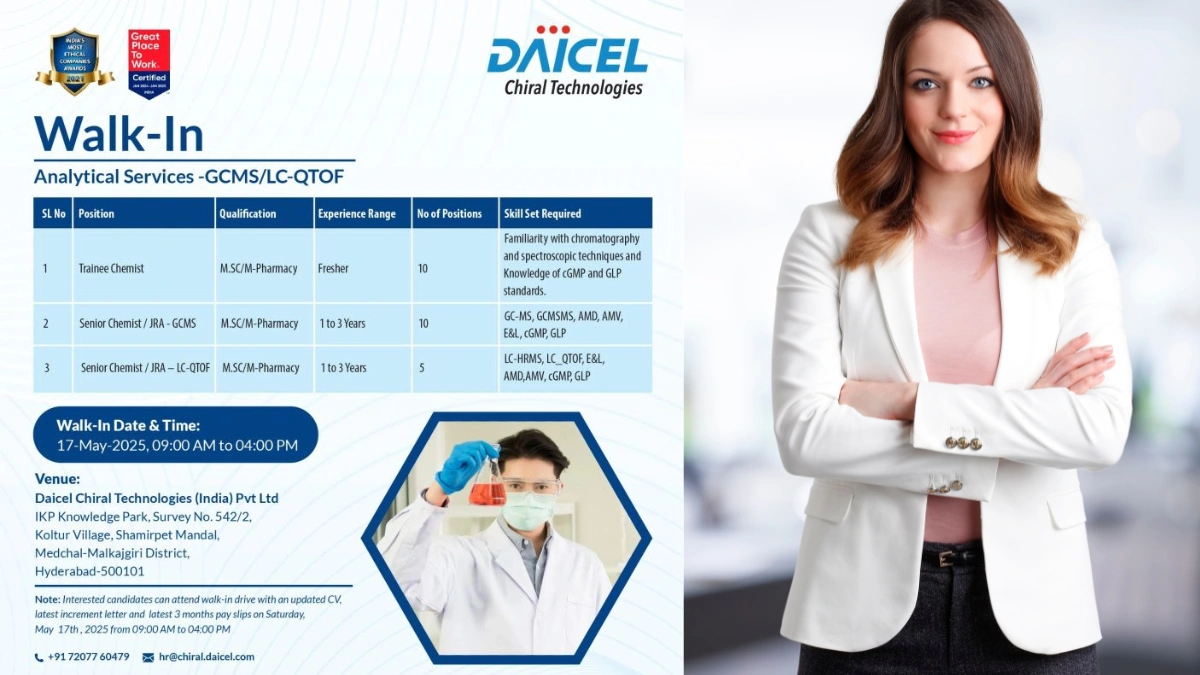 Daicel Chiral Technologies (India) Walk-In Interview for Analytical Services