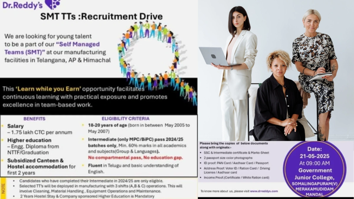 Dr. Reddy’s SMT Trainee Technician Program on 21st May