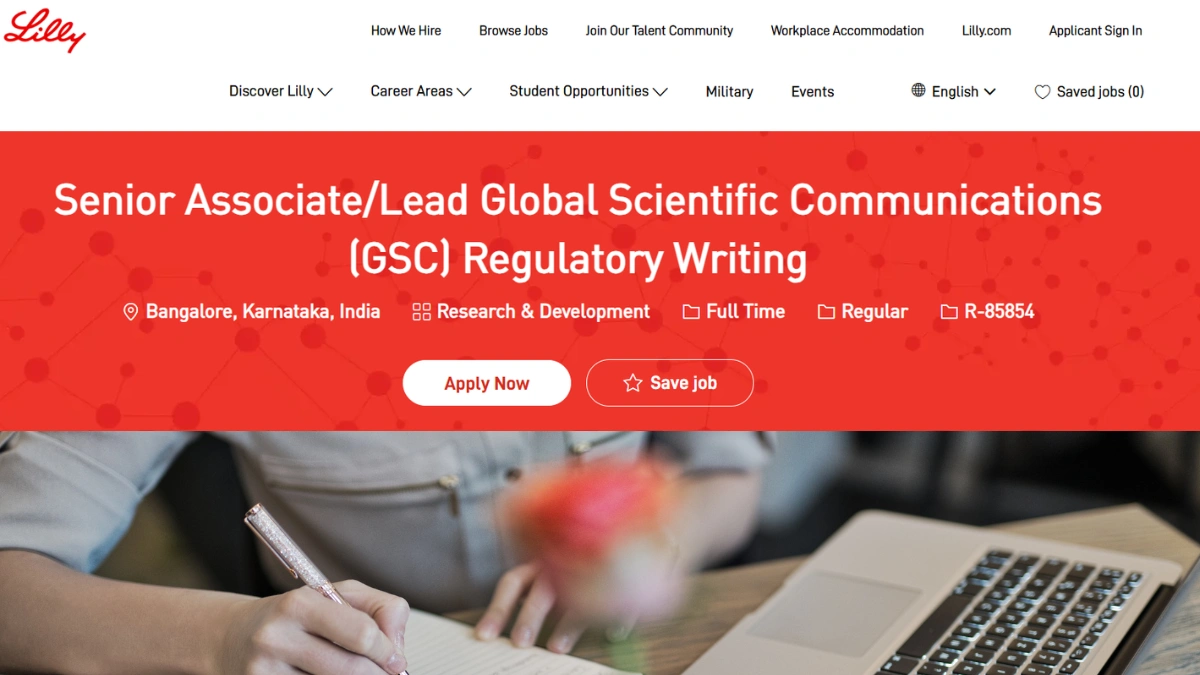 Eli Lilly Hiring a Senior Associate & Lead Global Computes Communications (GSC) Regulatory Writing