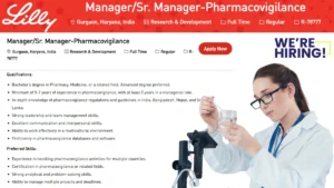 Eli Lilly - Urgent Hiring for Manager/Sr. Manager - Pharmacovigilance [Full-time]