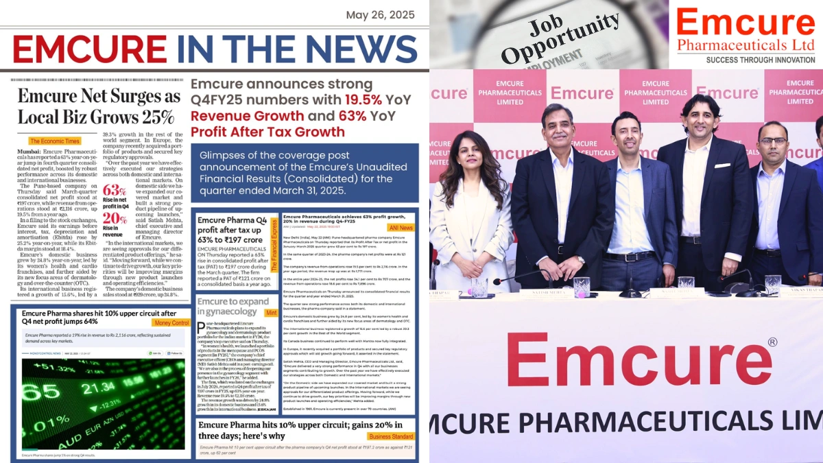 Emcure Pharmaceuticals Q4 FY25 - 19.5% Revenue Growth Signals Bright Future for Pharma Careers