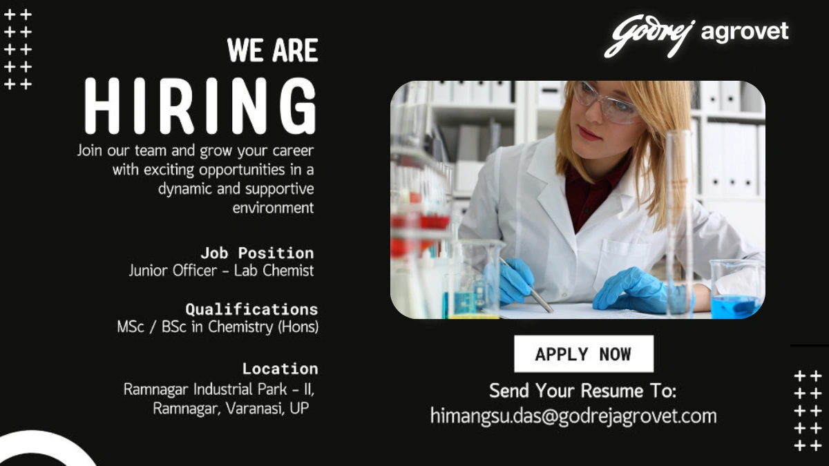 Godrej Agrovet Is Hiring for A Junior Officer - Lab Chemist