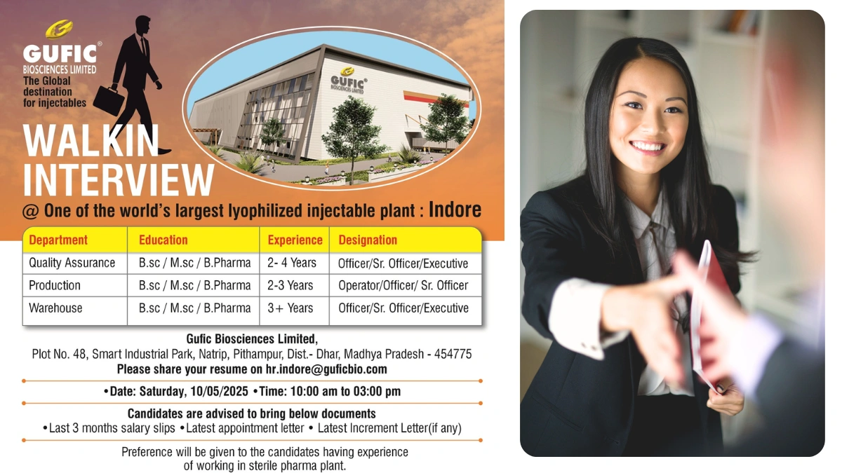 Gufic Biosciences Limited Walk-In Interview for Quality Assurance, Production, and Warehouse Roles
