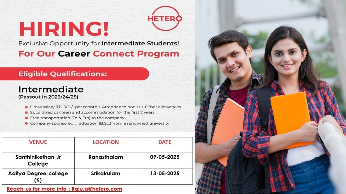 Hetero’s Career Connect Program for Intermediate Students –Walk-In Interviews on May 2025