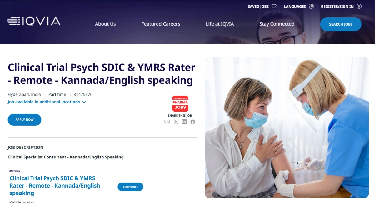 IQVIA Hiring for Clinical Trial Psych SDIC & YMRS Rater – Remote [Part-Time]