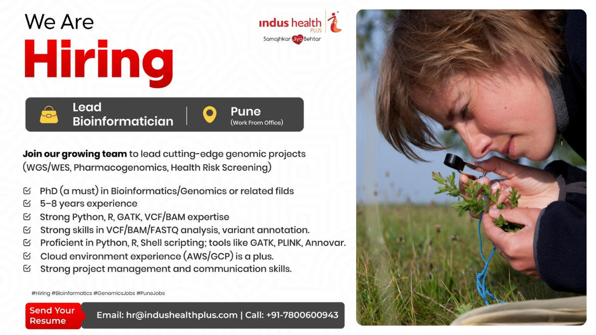 Indus Health Plus is Hiring for Lead Bioinformatician