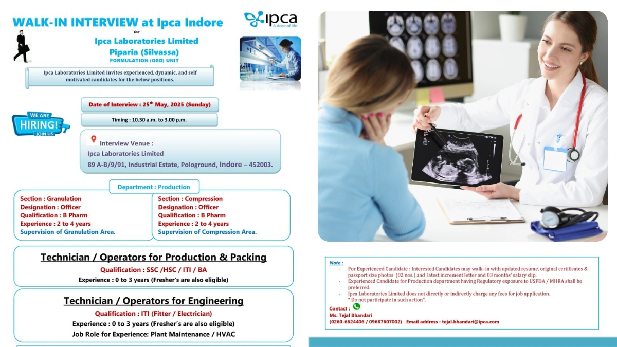 Ipca Laboratories Limited Walk-In Interview for Production and Engineering Roles