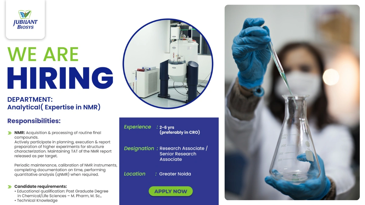 Jubilant Biosys Hiring for Analytical Research Associate & Senior Research Associate