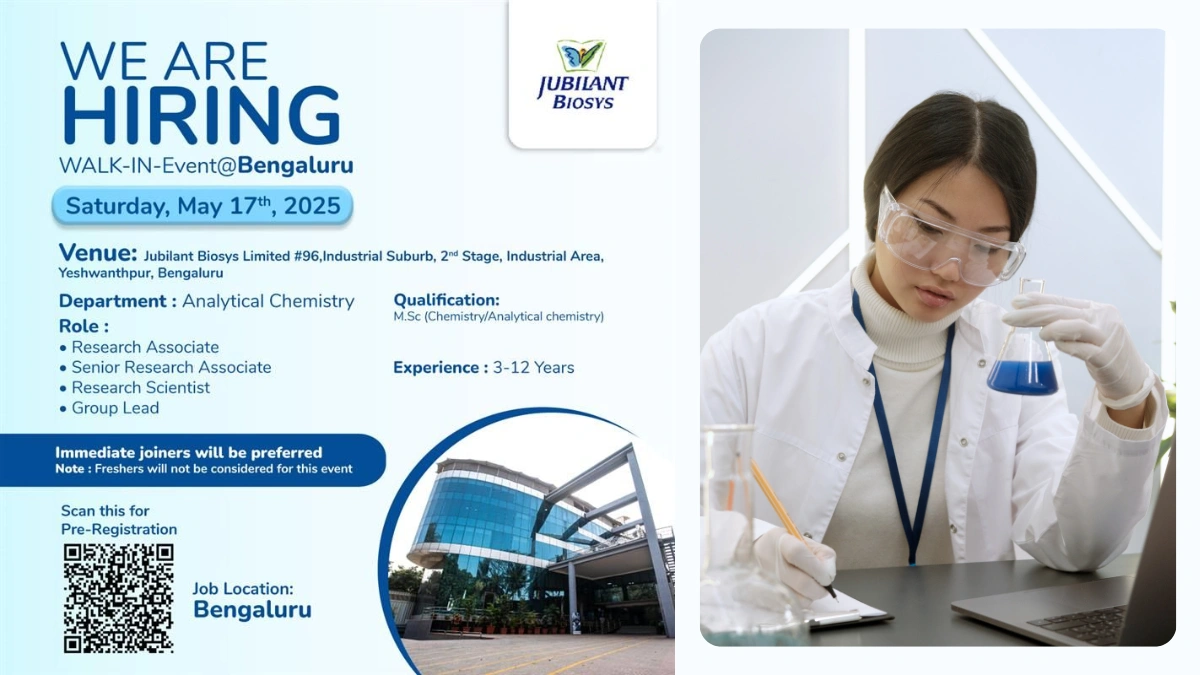 Jubilant Biosys Walk-In Interview for Analytical Chemistry Jobs