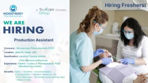 Microsynergy Pharmaceuticals and Trucare Group - Hiring for Production Assistant, Junior Officer Procduction and Internal Auditor Department