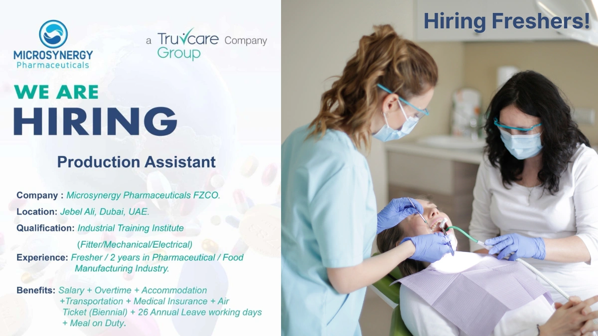 Microsynergy Pharmaceuticals and Trucare Group - Hiring for Production Assistant, Junior Officer Procduction and Internal Auditor Department