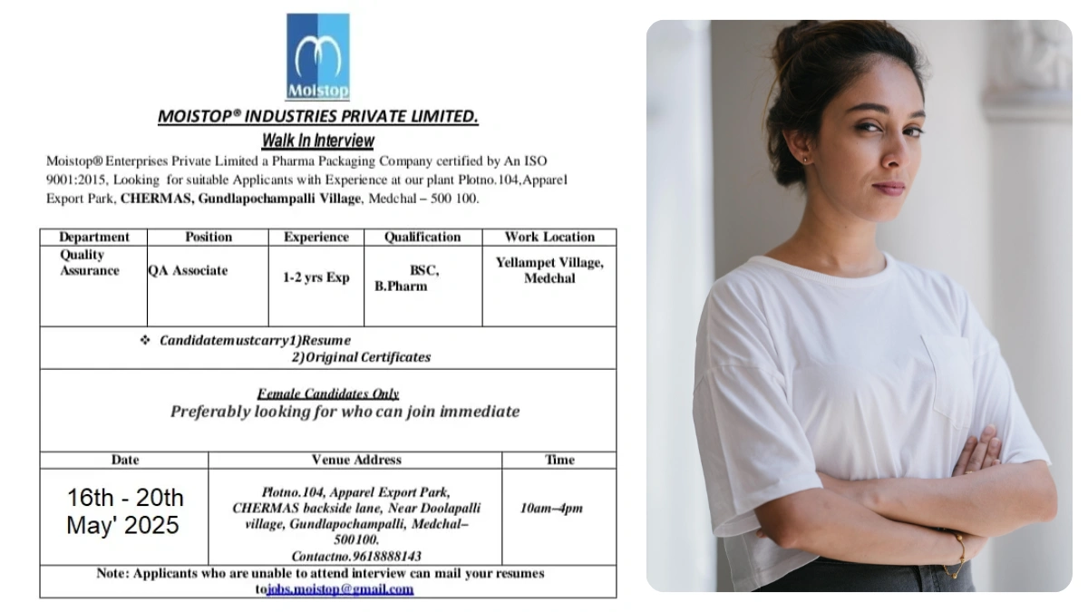 Moistop Industries Private Limited – Walk-In Interview for Quality Assurance Associate