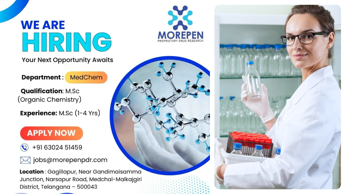 Morepen Proprietary Drug Research Hiring for Medicinal Chemistry (MedChem)