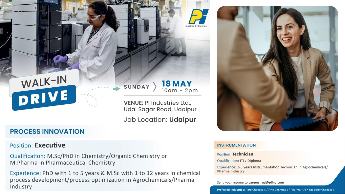 PI Industries Walk-In Interview for Process Innovation & Instrumentation Jobs