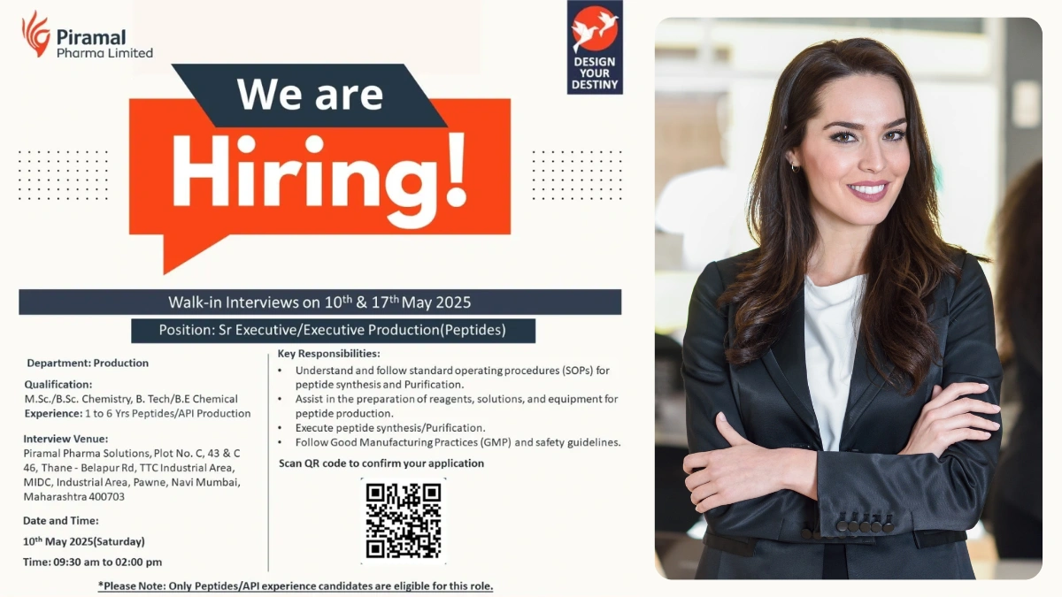 Piramal Pharma Walk-In Interview for Sr. Executive & Executive Production