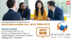 SP Accure Labs Pvt. Ltd. Hiring for Business Development Assistant Manager and Regulatory Affairs