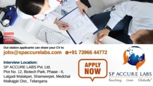 SP Accure Labs Walk-In Interview for Packaging Development, Regulatory Affairs, QA, and QC Roles