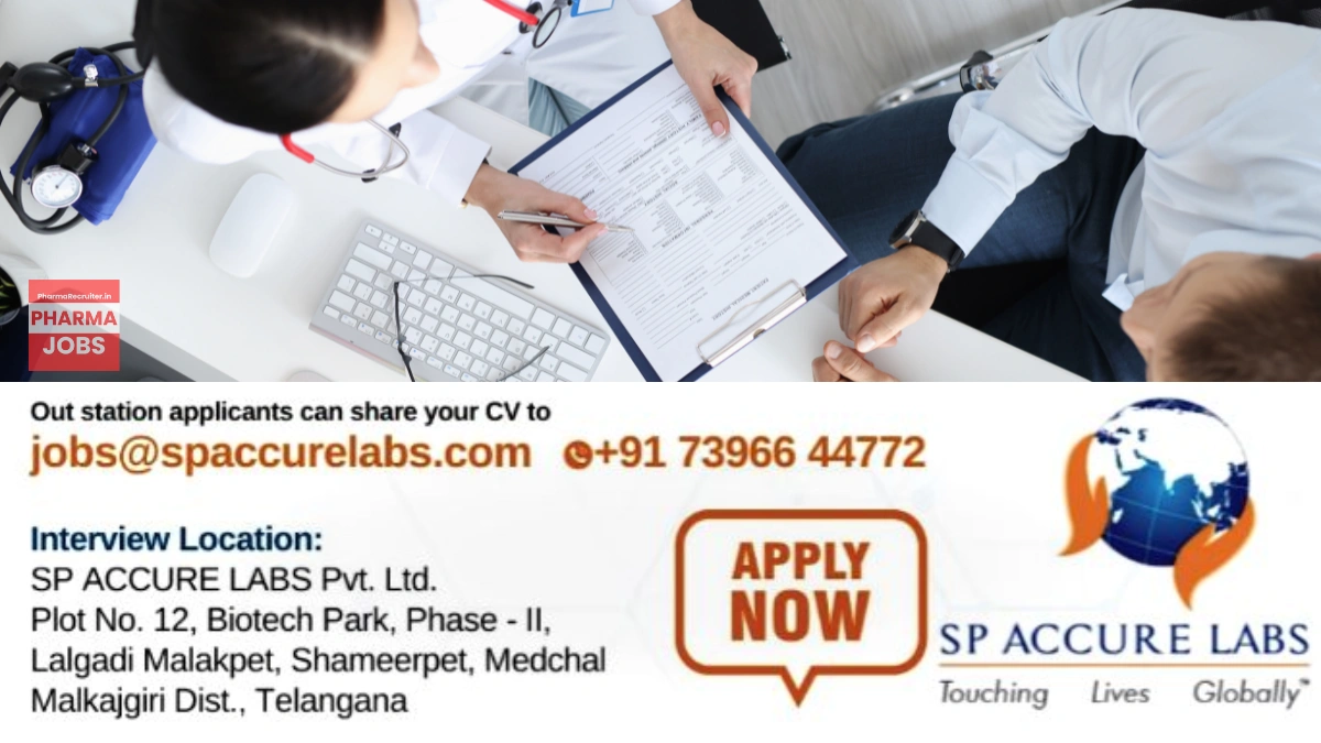 SP Accure Labs Walk-In Interview for Packaging Development, Regulatory Affairs, QA, and QC Roles