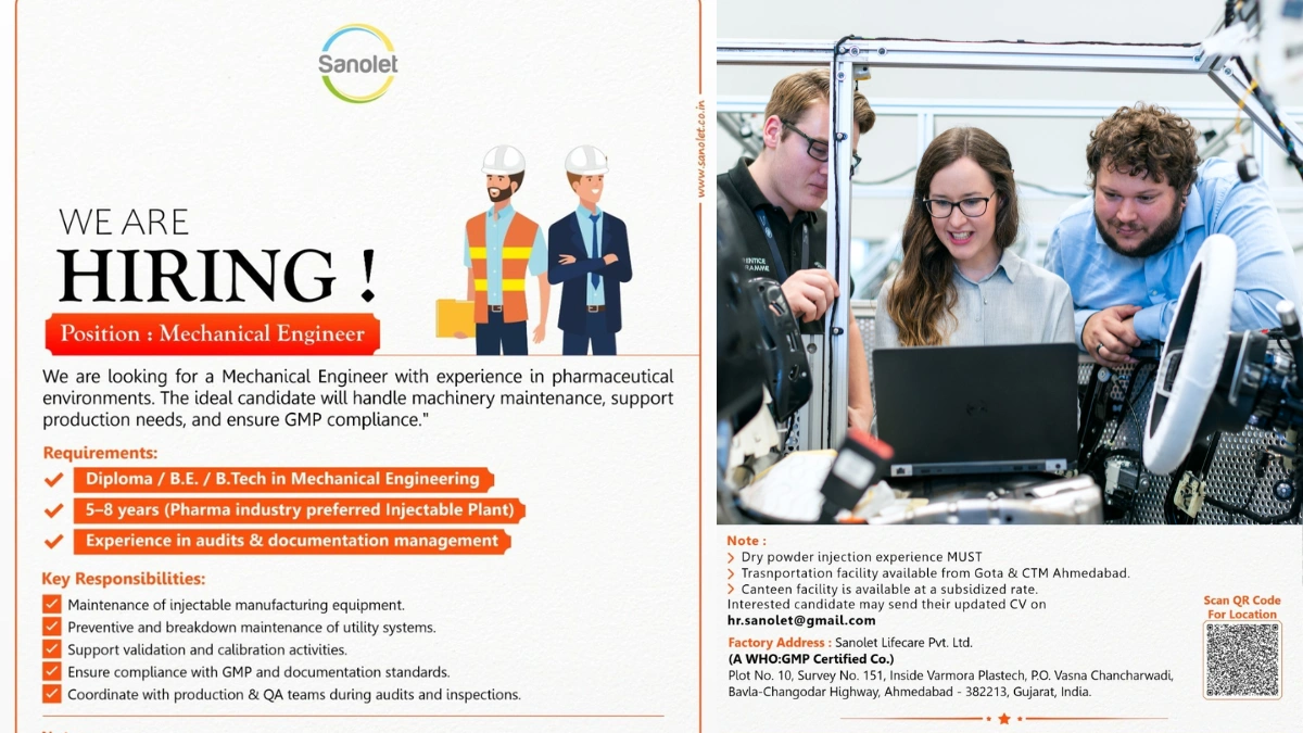 Sanolet Lifecare Hiring for Mechanical Engineer Job Opportunity