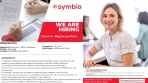 Symbio Generrics India Pvt. Ltd. Hiring Regulatory Affairs Executive
