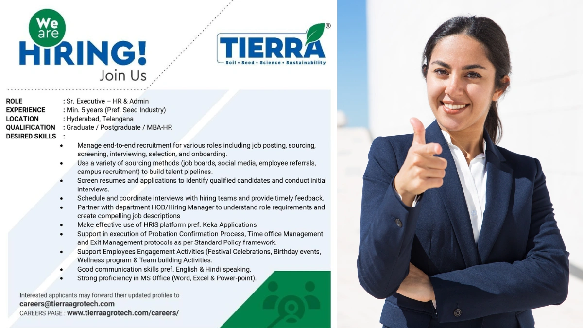 Tierra Agrotech Is Hiring for Sr. Executive - HR & Admin