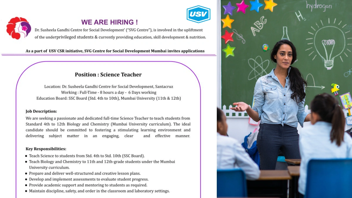 USV Private Limited’s CSR Initiative – Science Teacher Opportunity