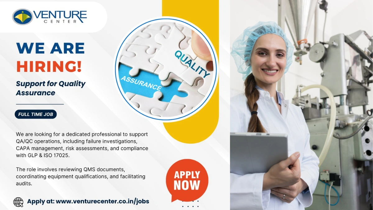 Venture Center - Urgent Hiring for Incubation and Quality Assurance Roles