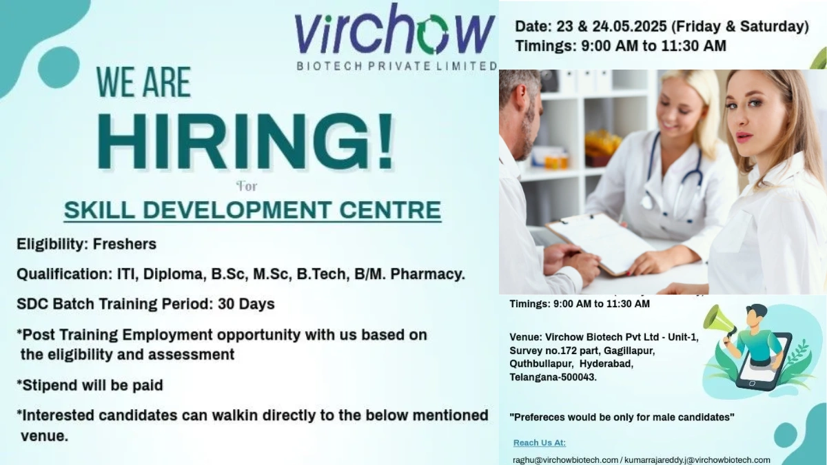 Virchow Biotech Walk in Interview for SDC Training Program (Stipend Provided)