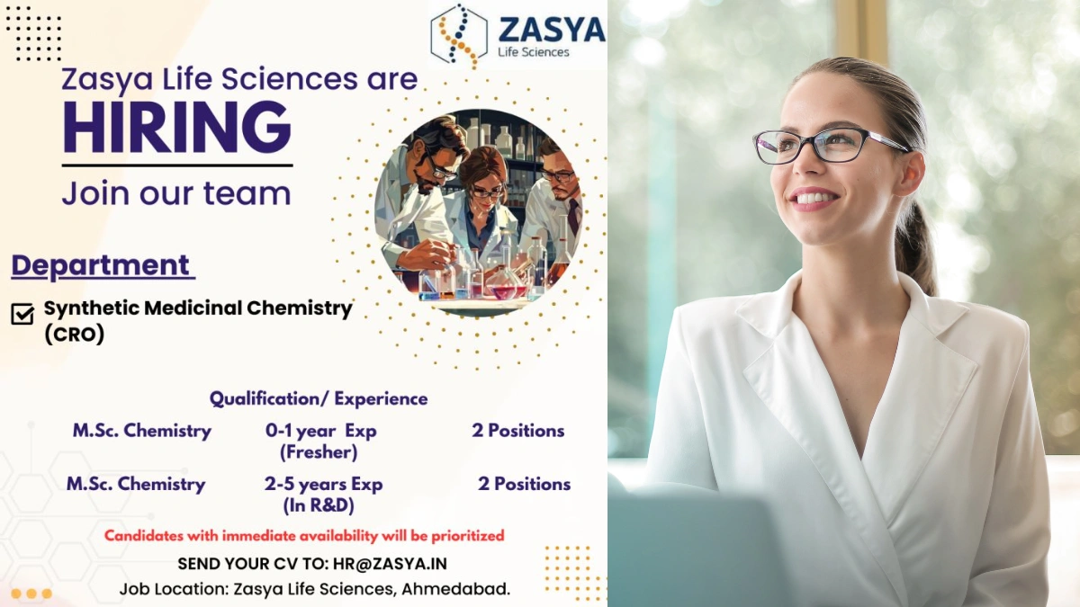 Zasya Life Sciences Walk-In Interview for Synthetic Medicinal Chemistry